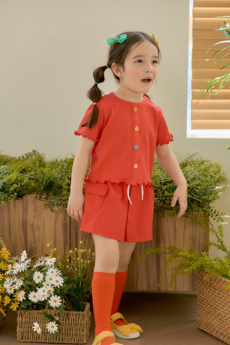 Jazz - Korean Children Fashion - #discoveringself - Flower Button Rib Blouse - 6