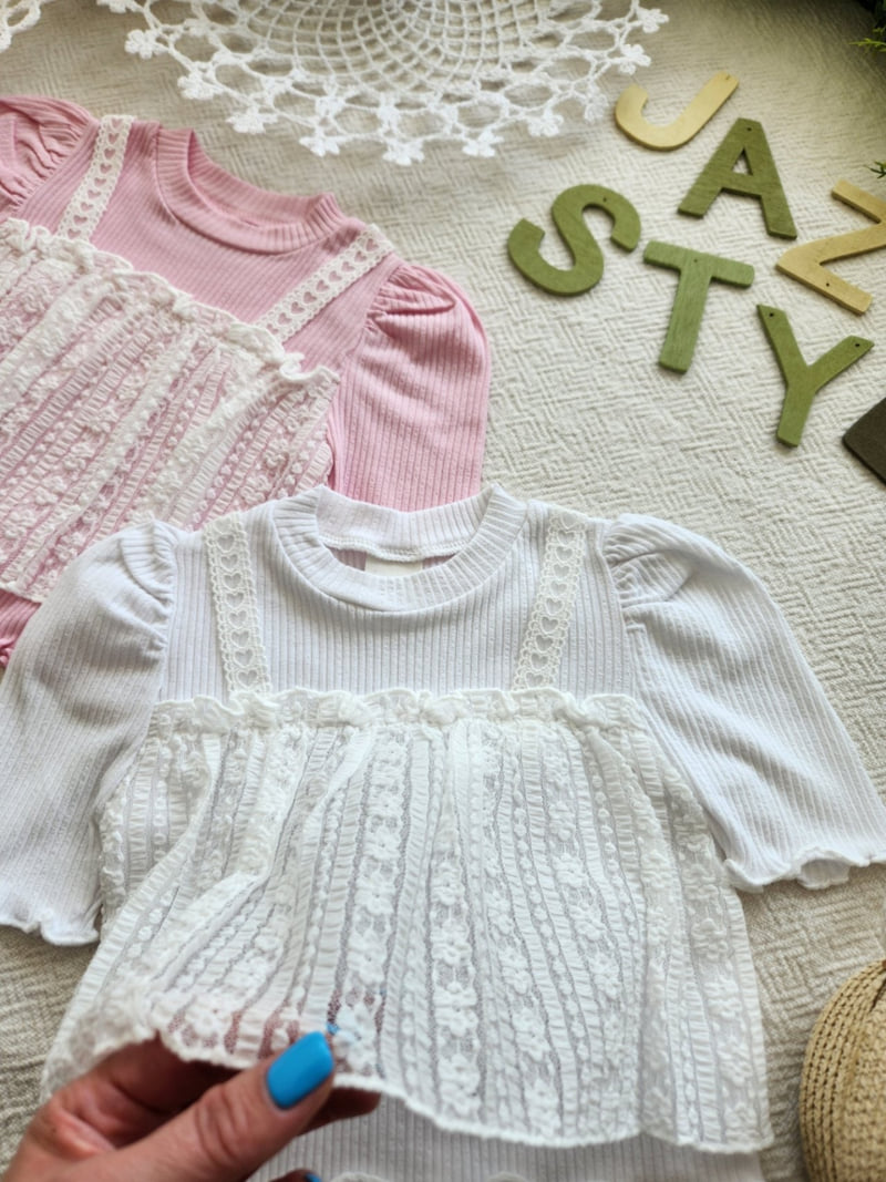 Jazz - Korean Children Fashion - #fashionkids - Lace Double Blouse Tee - 11