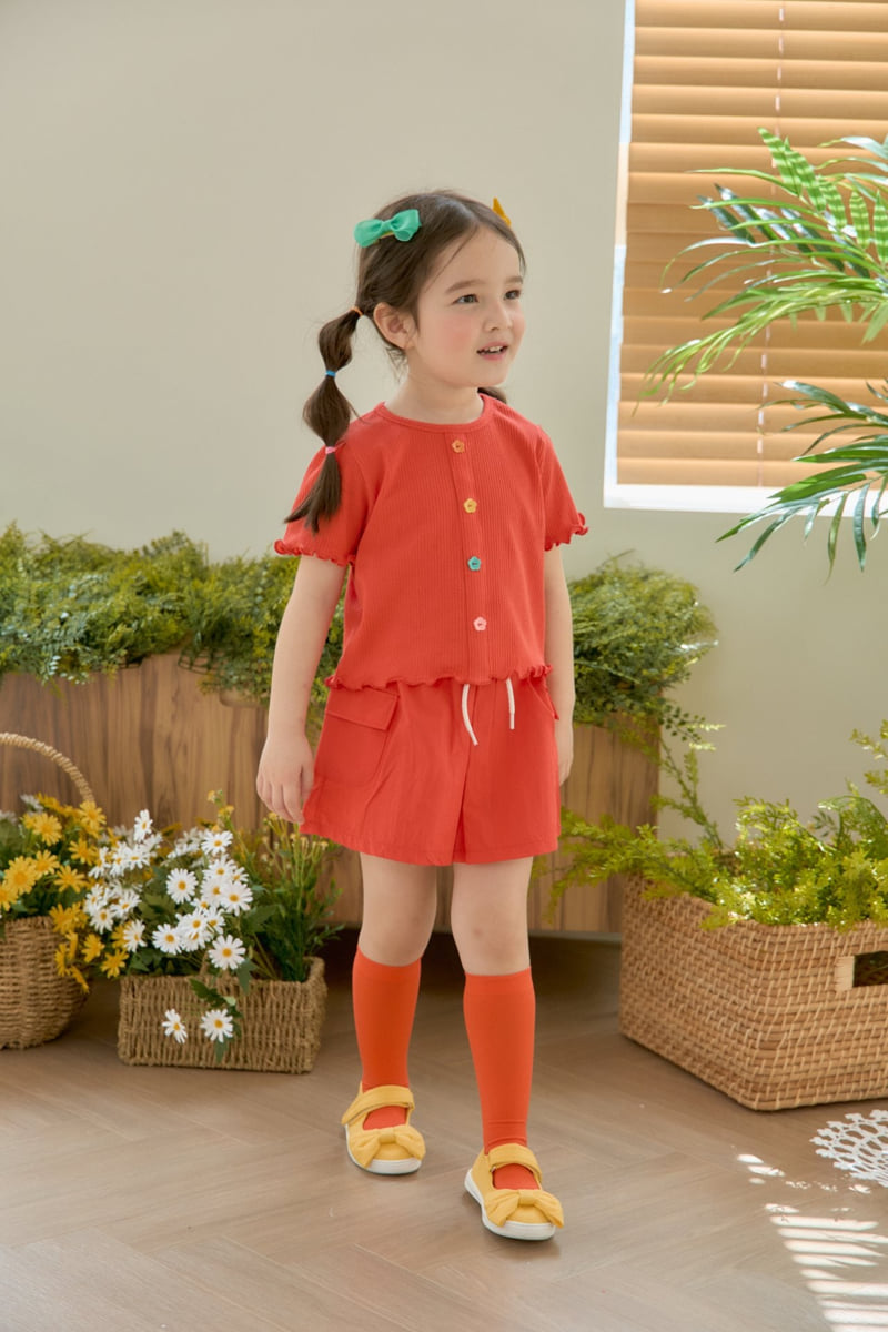 Jazz - Korean Children Fashion - #fashionkids - Flower Button Rib Blouse - 7