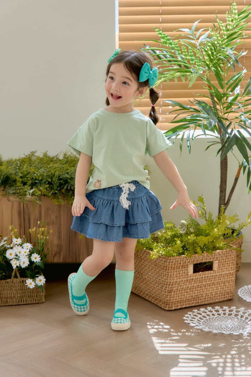 Jazz - Korean Children Fashion - #kidsshorts - Embroidery Bear Tee - 5