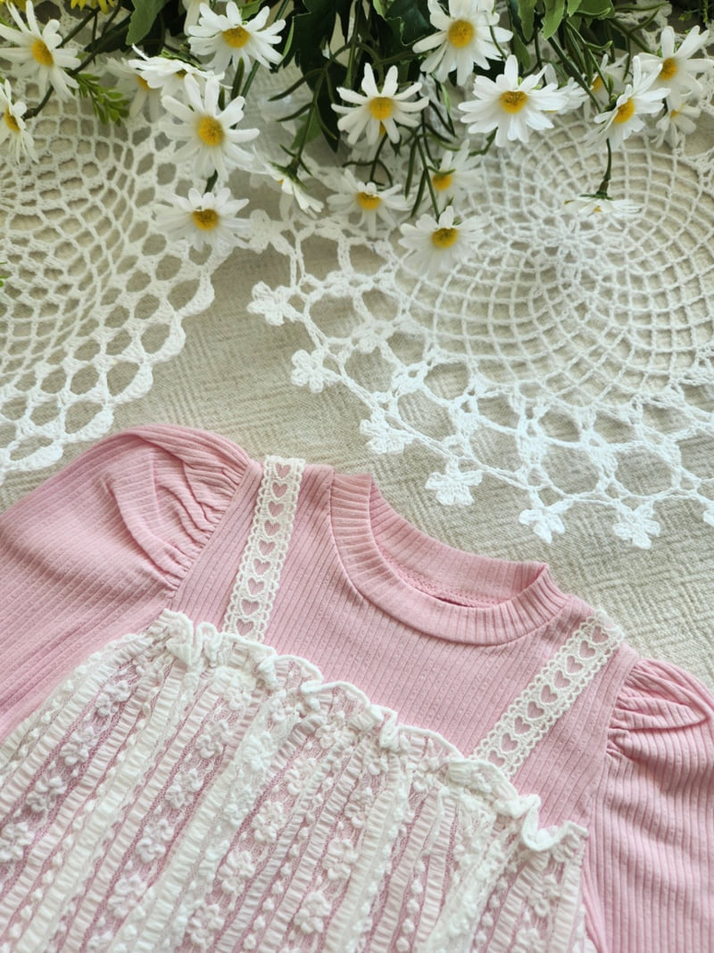 Jazz - Korean Children Fashion - #kidsshorts - Lace Double Blouse Tee - 12