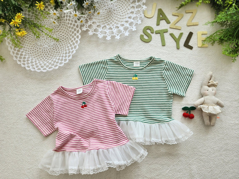 Jazz - Korean Children Fashion - #kidsshorts - Stripe Cherry Blouse Tee - 11