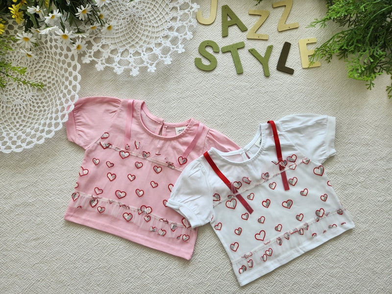 Jazz - Korean Children Fashion - #kidzfashiontrend - Heart Mesh Blouse Tee - 8