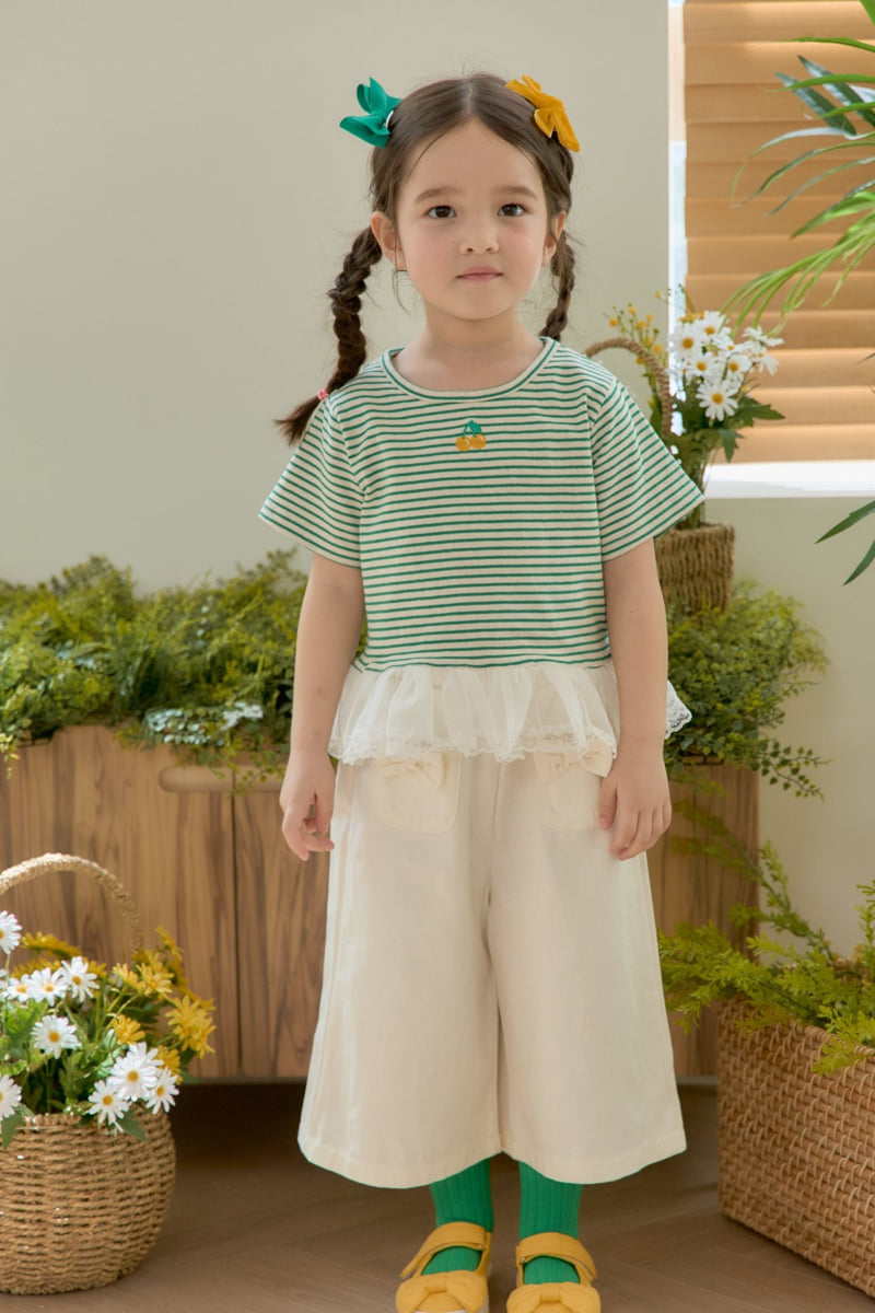 Jazz - Korean Children Fashion - #minifashionista - Stripe Cherry Blouse Tee