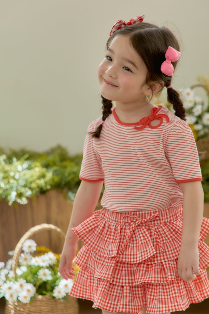 Jazz - Korean Children Fashion - #prettylittlegirls - Stripe Ribbon Blouse Tee