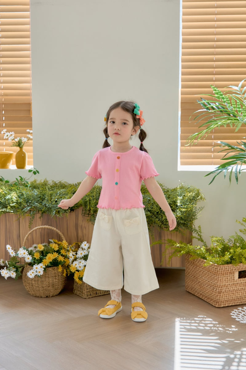 Jazz - Korean Children Fashion - #stylishchildhood - Flower Button Rib Blouse - 2