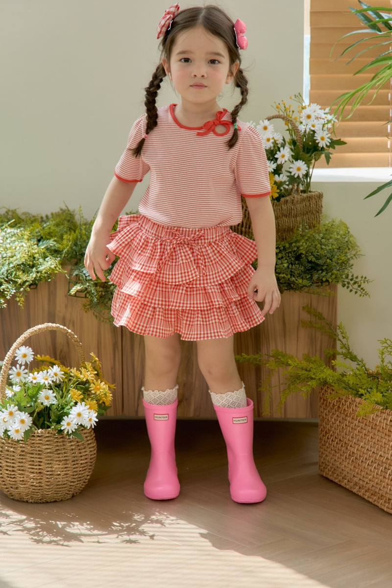 Jazz - Korean Children Fashion - #todddlerfashion - Stripe Ribbon Blouse Tee - 2