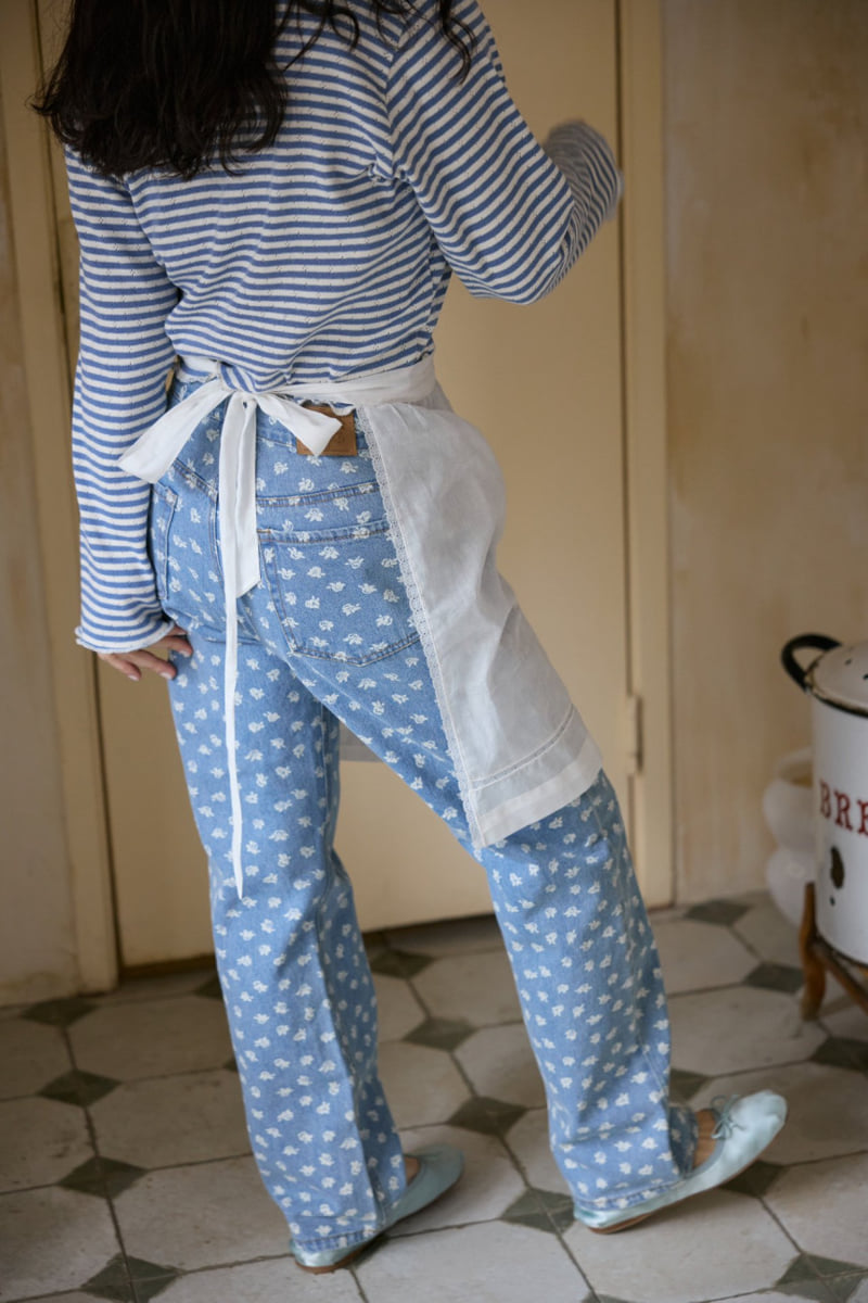 Jejeunosity - Korean Women Fashion - #thatsdarling - Adult Cherry Blossom Denim Pants - 2