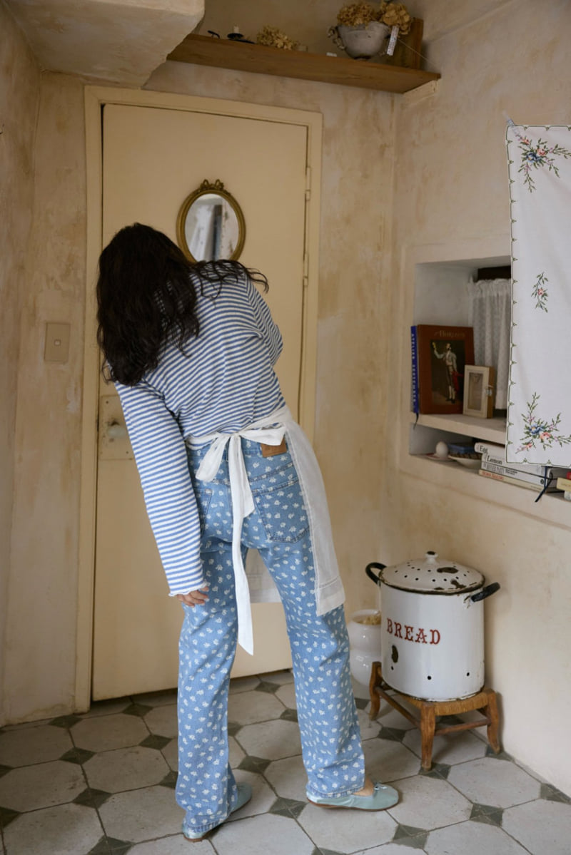 Jejeunosity - Korean Women Fashion - #thelittlethings - Adult Cherry Blossom Denim Pants - 3