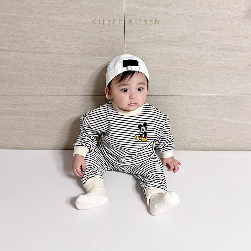 Kitsch Kitsch - Korean Children Fashion - #kidzfashiontrend - D Stripe Top Bottom Set - 4