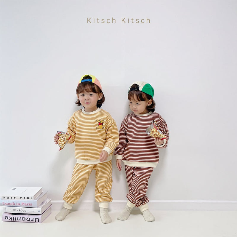 Kitsch Kitsch - Korean Children Fashion - #kidsstore - D Stripe Top Bottom Set - 2