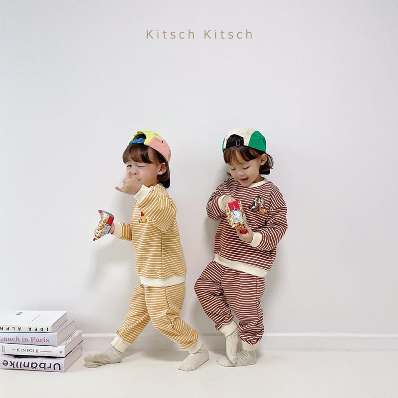 Kitsch Kitsch - Korean Children Fashion - #kidzfashiontrend - D Stripe Top Bottom Set - 3
