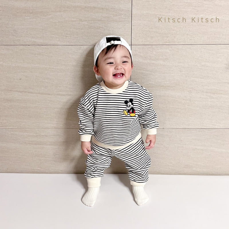 Kitsch Kitsch - Korean Children Fashion - #littlefashionista - D Stripe Top Bottom Set - 5