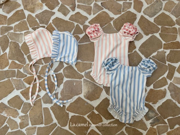 La Camel - Korean Baby Fashion - #babygirlfashion - Coco Stripe Swimhat - 3