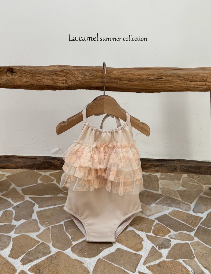 La Camel - Korean Baby Fashion - #babyoninstagram - Beige Frill Swimwear - 3