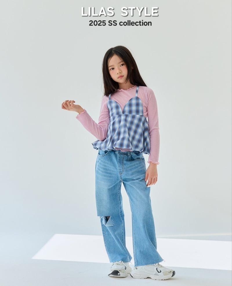 Lilas - Korean Children Fashion - #childofig - Check Balloon Sleeveless Tee - 8