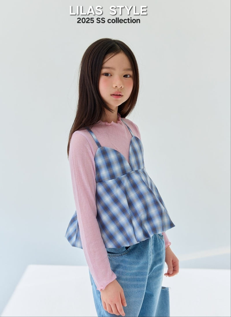 Lilas - Korean Children Fashion - #childrensboutique - Check Balloon Sleeveless Tee - 9