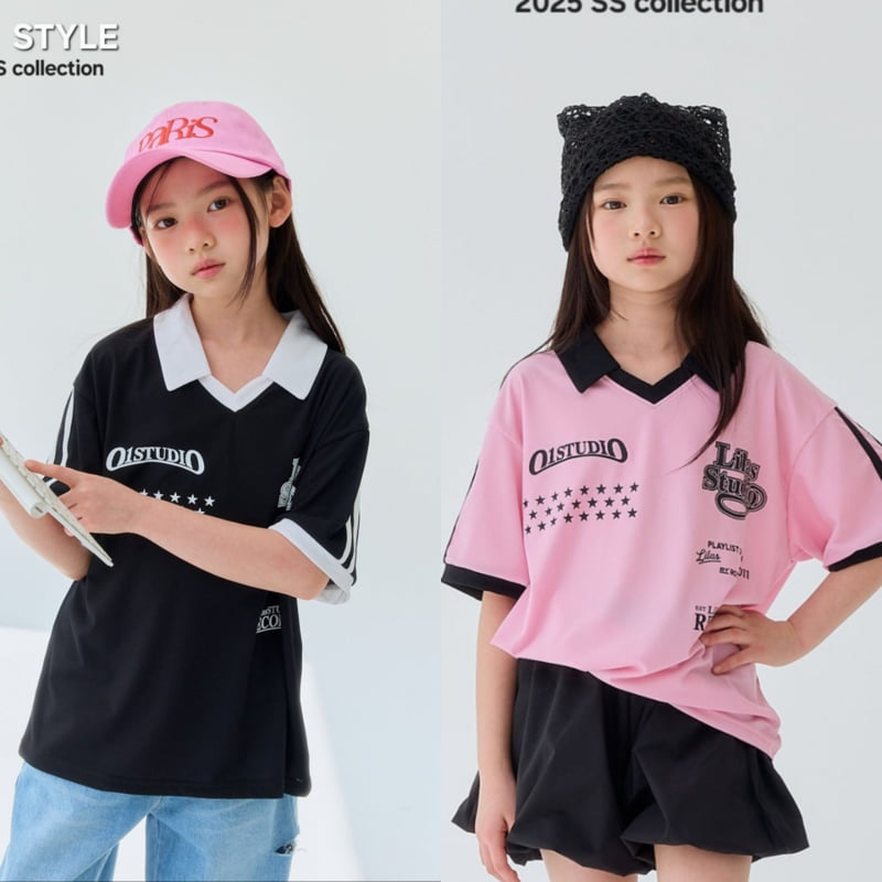 Lilas - Korean Children Fashion - #kidsshorts - Collar Long Tee