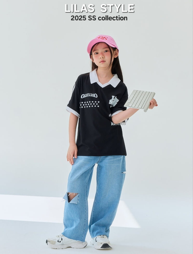 Lilas - Korean Children Fashion - #kidsstore - Collar Long Tee - 2