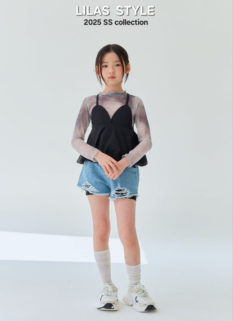 Lilas - Korean Children Fashion - #kidsstore - Unique Blue Short Pants - 4