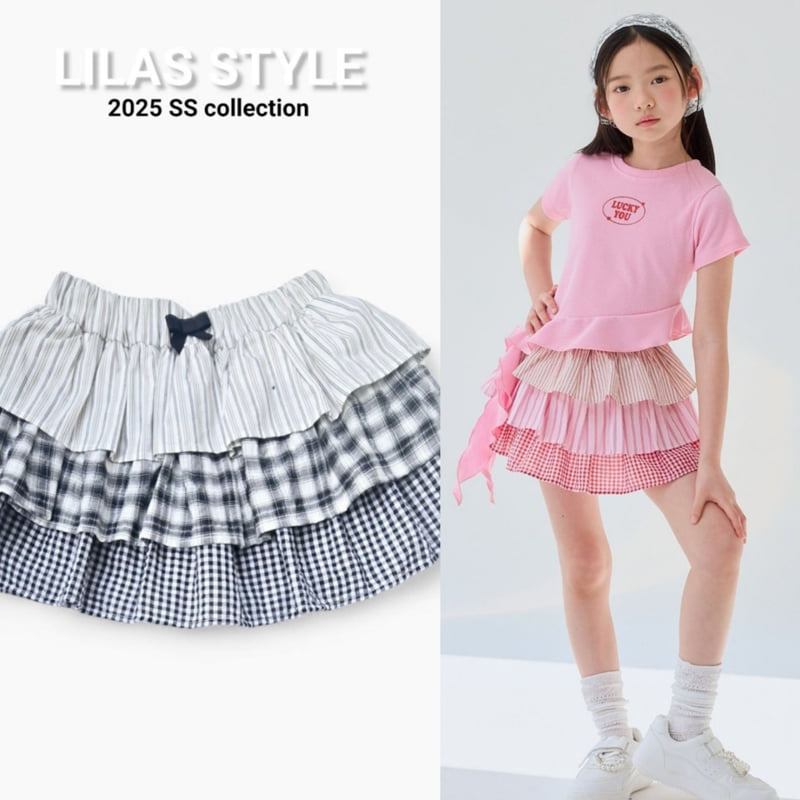 Lilas - Korean Children Fashion - #kidzfashiontrend - Triple Check Skirt