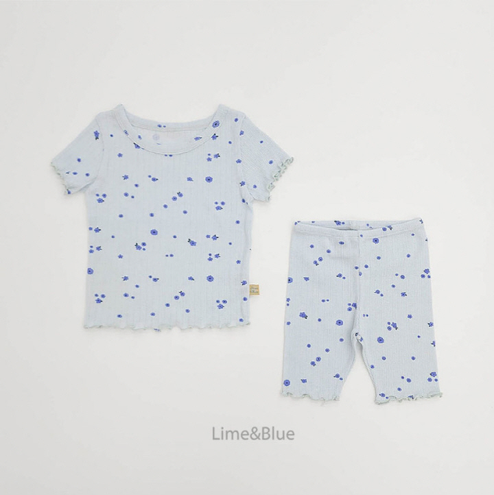 Lime & Blue - Korean Baby Fashion - #babygirlfashion - Momo Blooming Top Bottom Set - 2