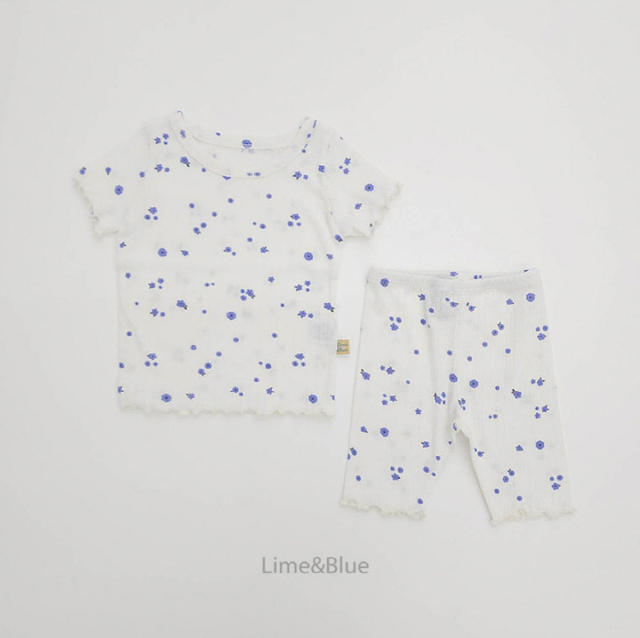 Lime & Blue - Korean Baby Fashion - #babylifestyle - Momo Blooming Top Bottom Set - 3