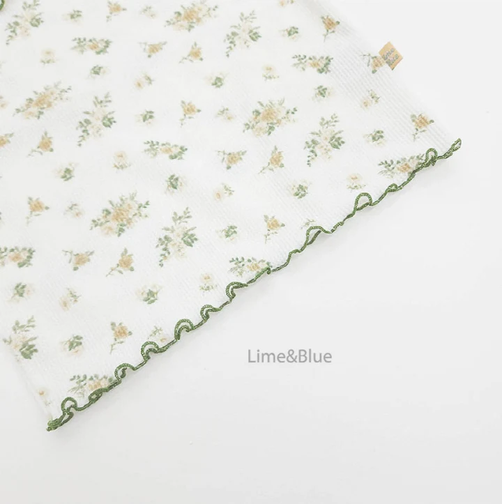 Lime & Blue - Korean Baby Fashion - #babyoninstagram - Crople Floral Short Sleeve Top Bottom Set - 6
