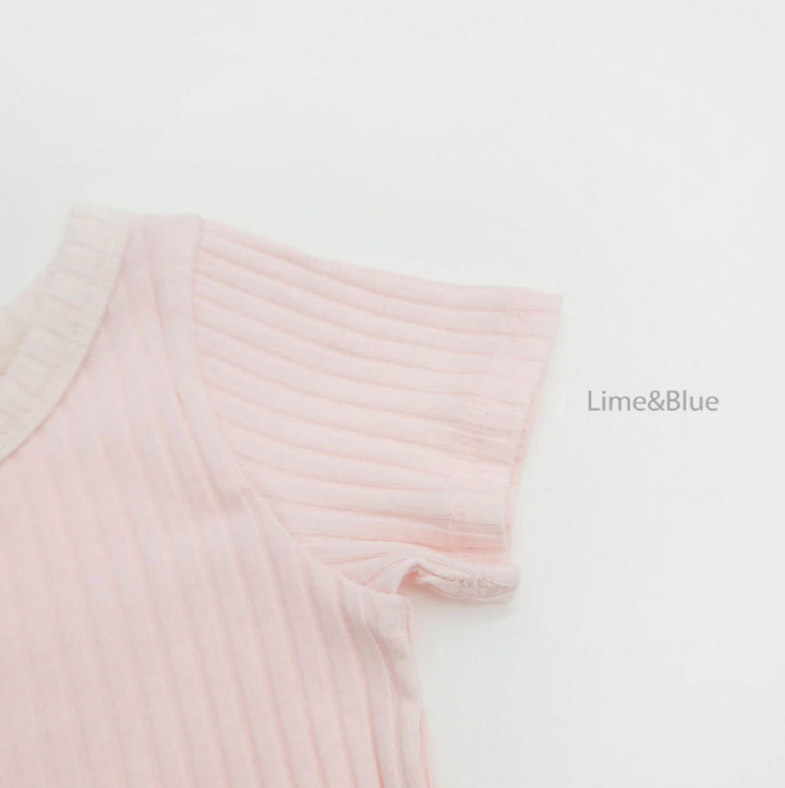 Lime & Blue - Korean Baby Fashion - #babyootd - Modal Button Rib Top Bottom Set - 6