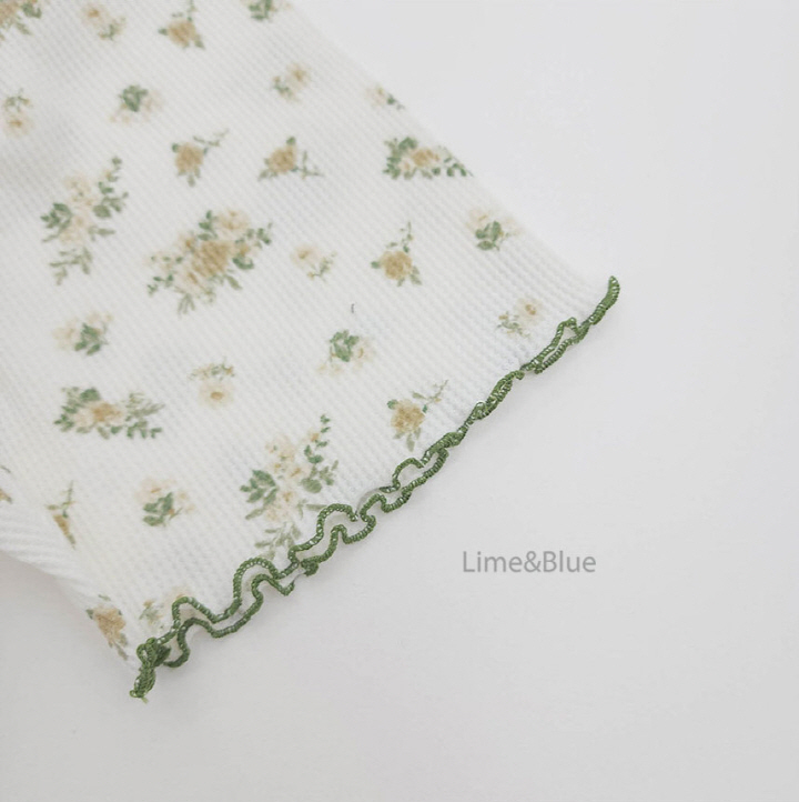 Lime & Blue - Korean Baby Fashion - #babyoutfit - Crople Floral Short Sleeve Top Bottom Set - 8