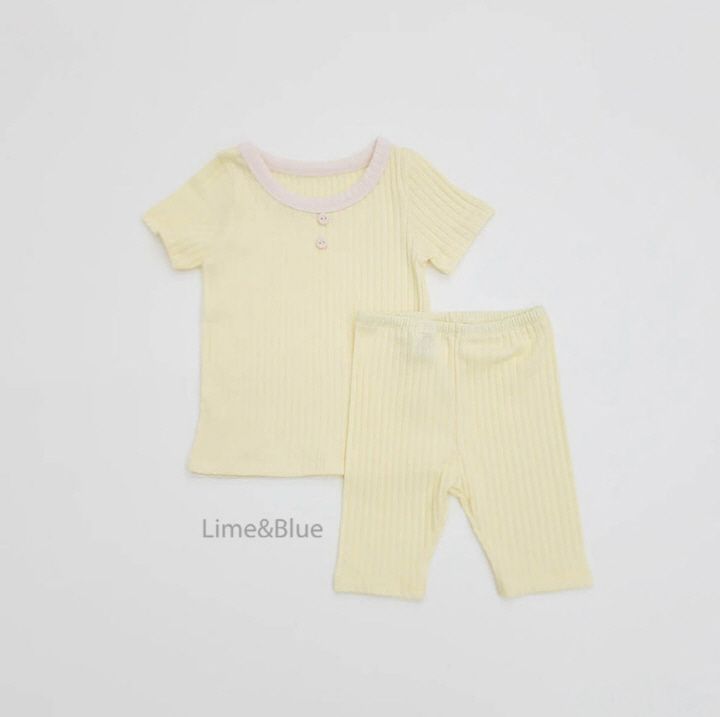 Lime & Blue - Korean Baby Fashion - #onlinebabyboutique - Modal Button Rib Top Bottom Set - 10