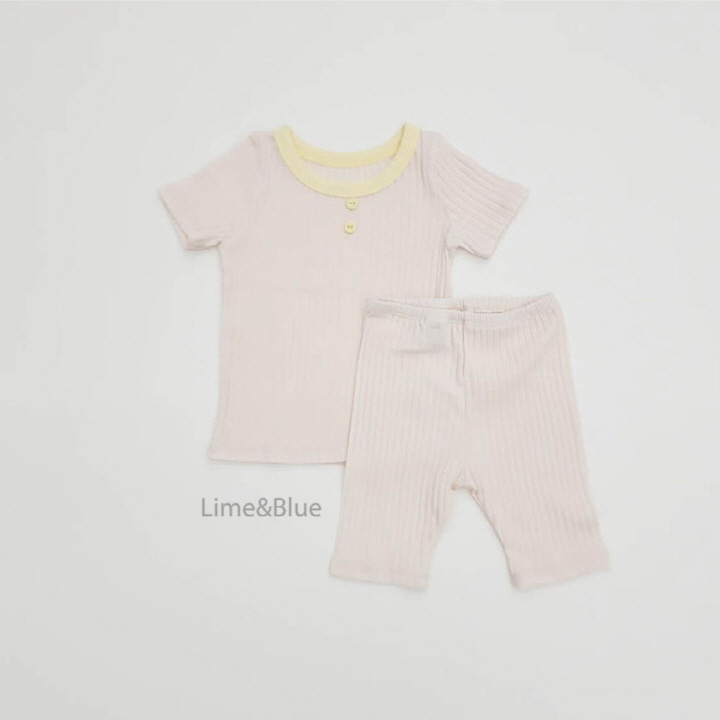 Lime & Blue - Korean Baby Fashion - #onlinebabyshop - Modal Button Rib Top Bottom Set - 11