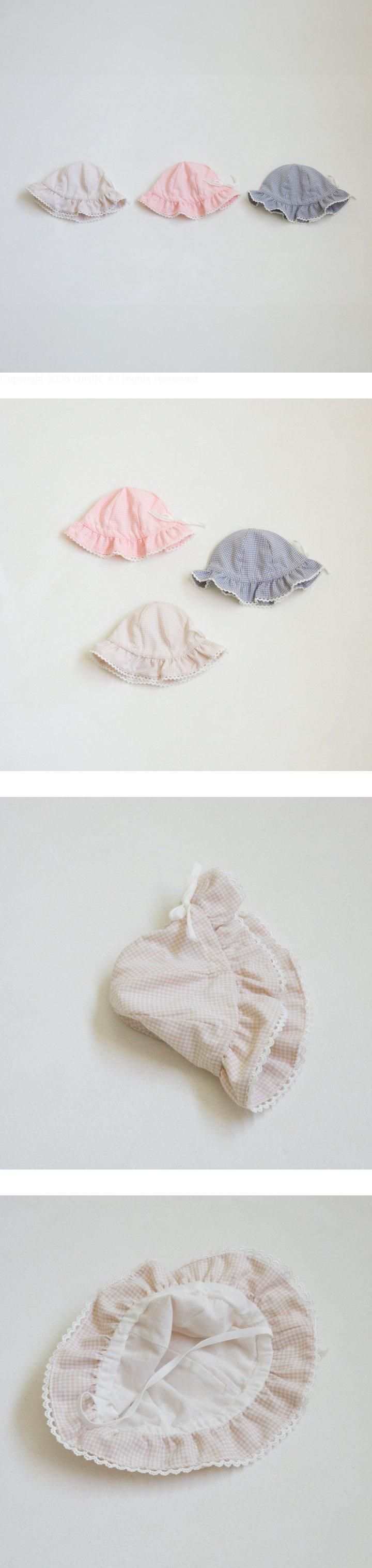 Little Hat - Korean Baby Fashion - #babyoutfit - Check Frill Bucket Hat