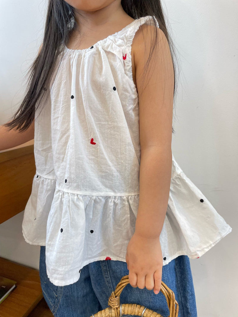 Lovin - Korean Baby Fashion - #babyfever - Heart Dot Sleeveless Blouse - 4