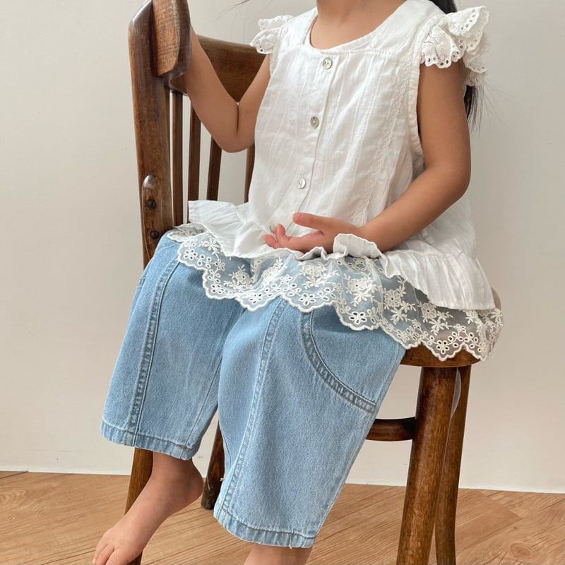 Lovin - Korean Baby Fashion - #onlinebabyshop - Two Slit Denim Pants