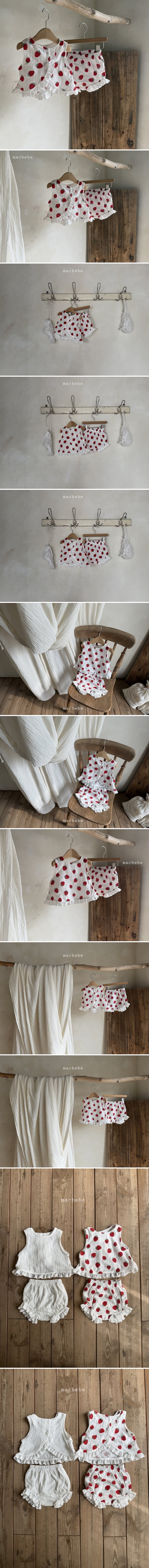 Mac - Korean Baby Fashion - #smilingbaby - Yoru Sleeveless Set (Cream Strawberry)