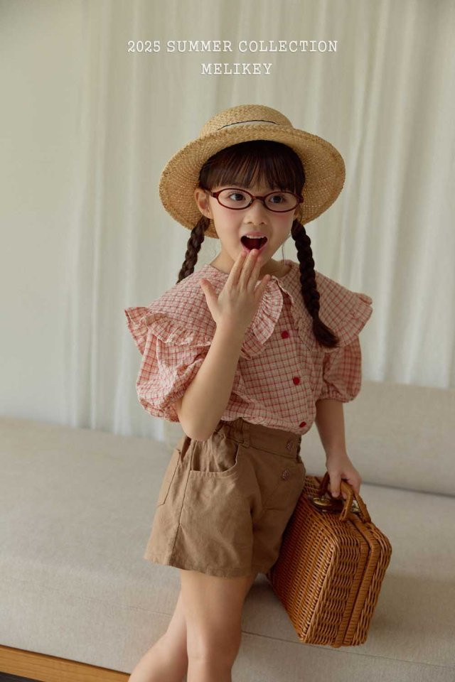 Melikey - Korean Children Fashion - #Kfashion4kids - Salty Check Collar Blouse - 6