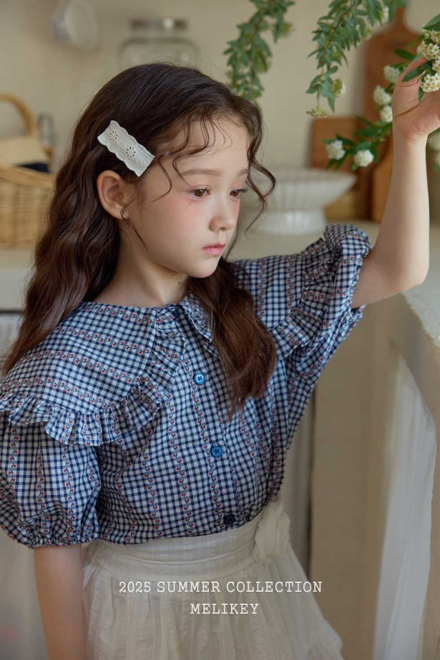 Melikey - Korean Children Fashion - #childofig - Salty Check Collar Blouse - 11
