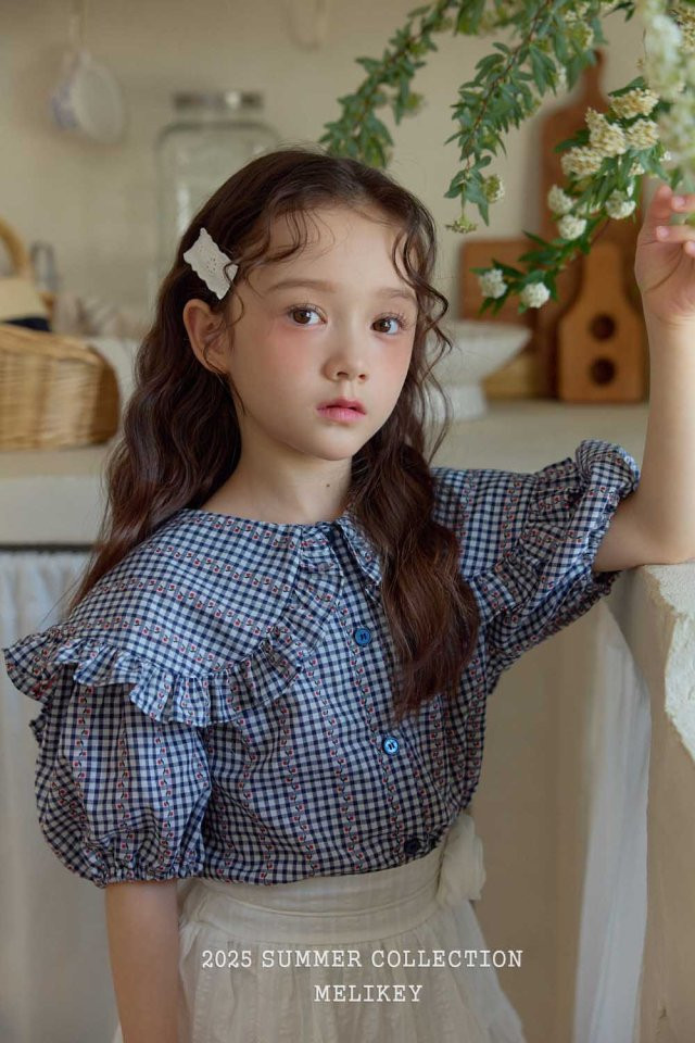 Melikey - Korean Children Fashion - #childofig - Salty Check Collar Blouse - 12
