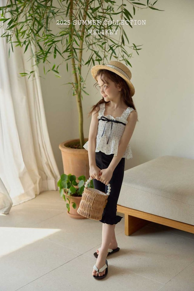 Melikey - Korean Children Fashion - #childrensboutique - Frill Black Leggings - 8