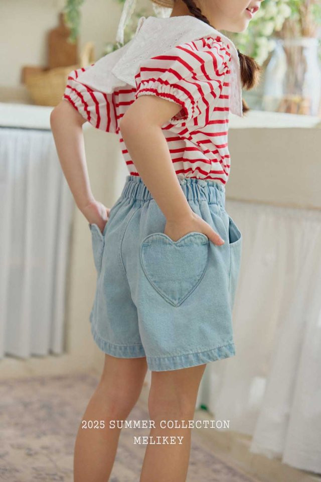 Melikey - Korean Children Fashion - #childrensboutique - Heart Denim Shorts - 3