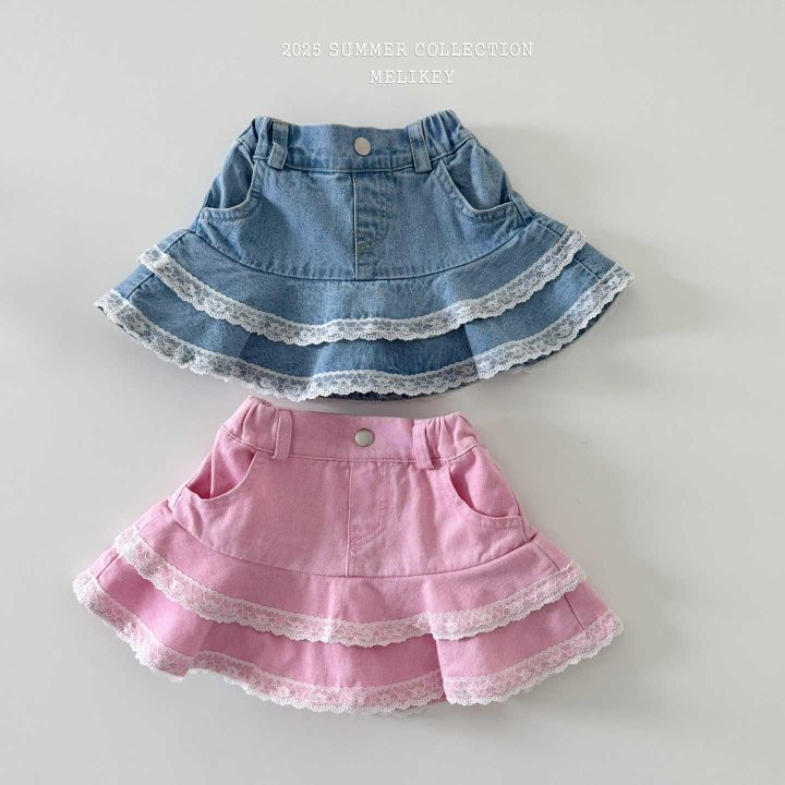 Melikey - Korean Children Fashion - #childrensboutique - Denim Lace Cancan Skirt