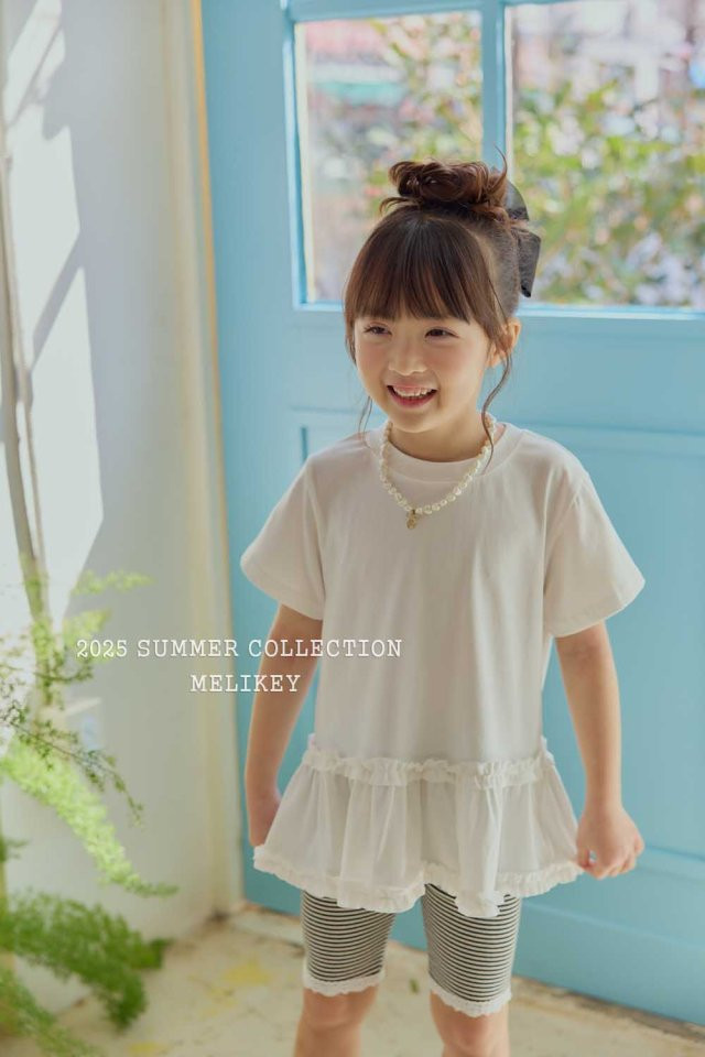 Melikey - Korean Children Fashion - #childrensboutique - Lace Stripe Rib Leggings - 9