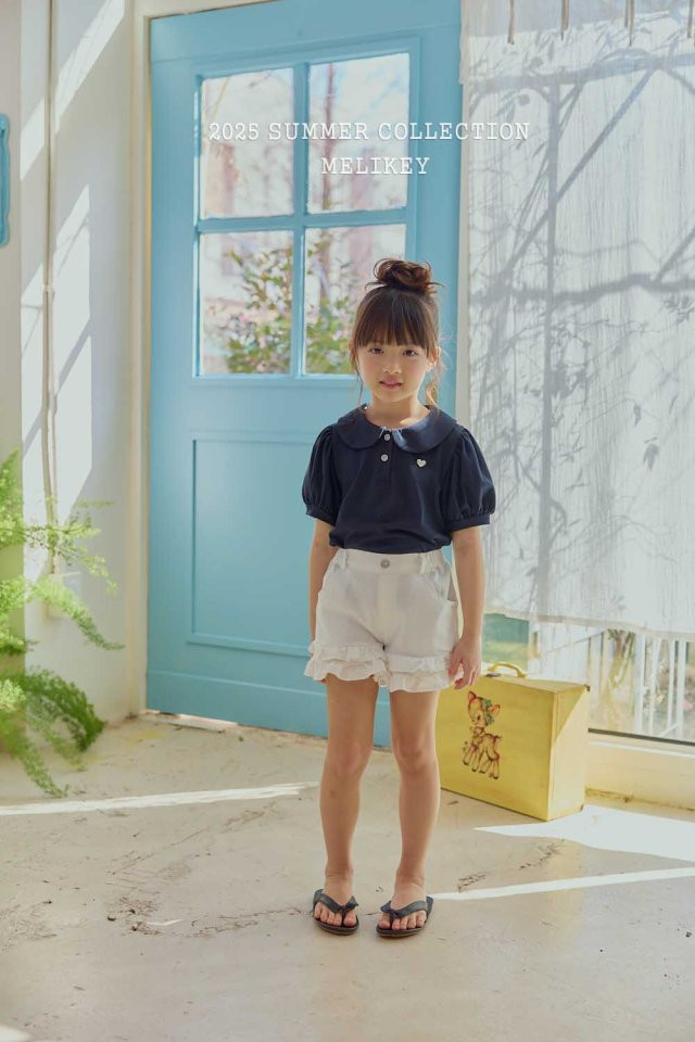 Melikey - Korean Children Fashion - #childrensboutique - Heart Label Collar Tee - 12