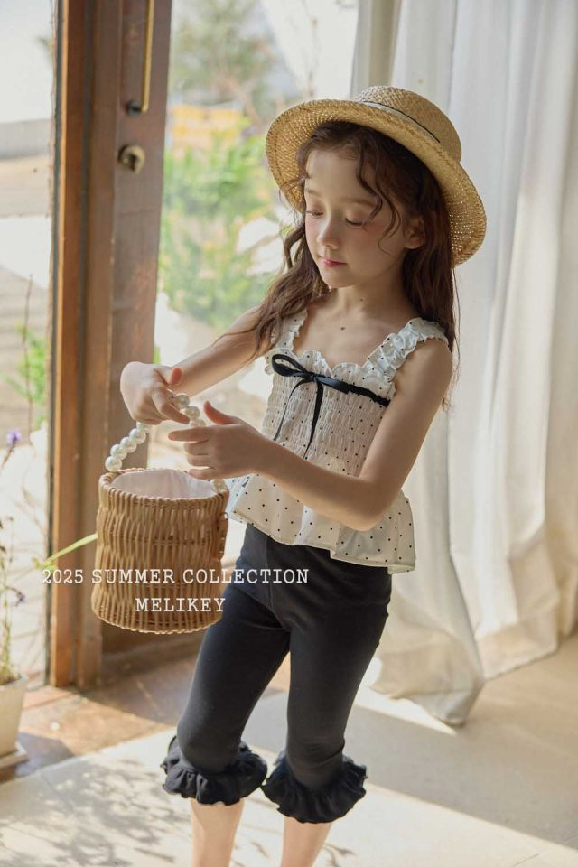 Melikey - Korean Children Fashion - #designkidswear - Frill Black Leggings - 9