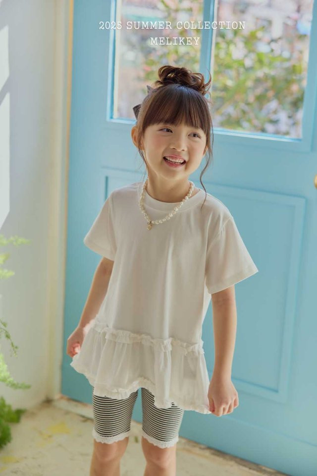 Melikey - Korean Children Fashion - #designkidswear - Lace Stripe Rib Leggings - 10