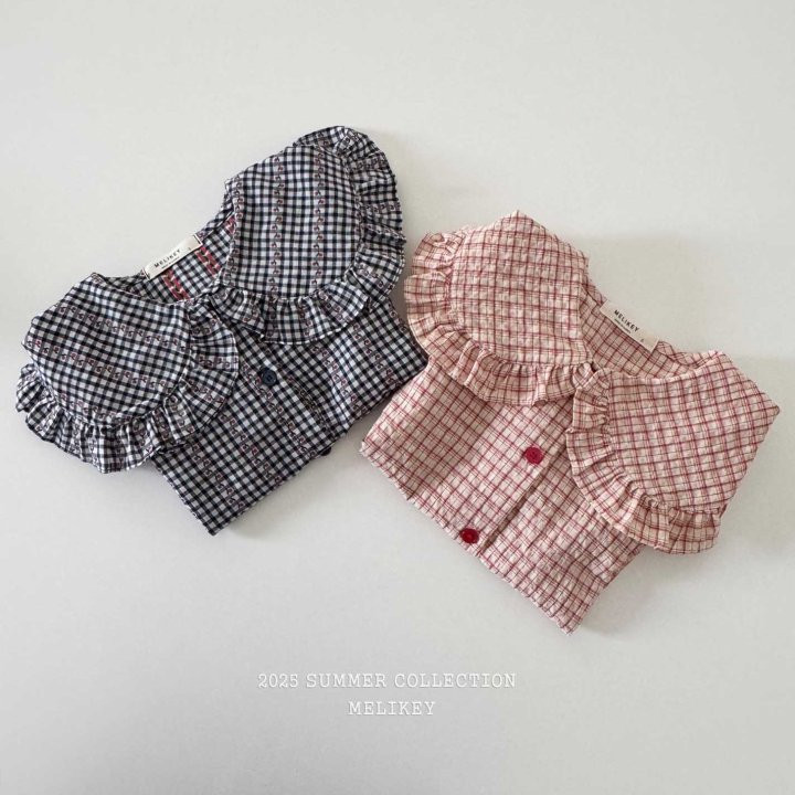 Melikey - Korean Children Fashion - #discoveringself - Salty Check Collar Blouse