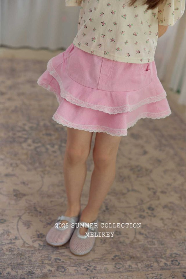Melikey - Korean Children Fashion - #discoveringself - Denim Lace Cancan Skirt - 3
