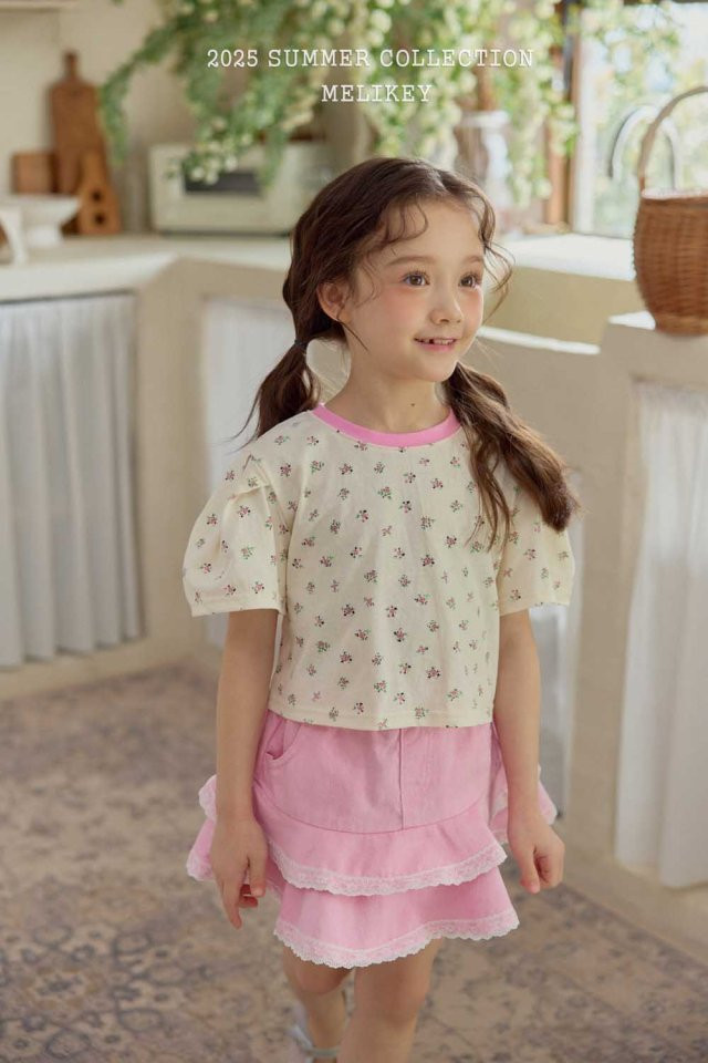 Melikey - Korean Children Fashion - #discoveringself - Flower Raglan Puff Tee - 5
