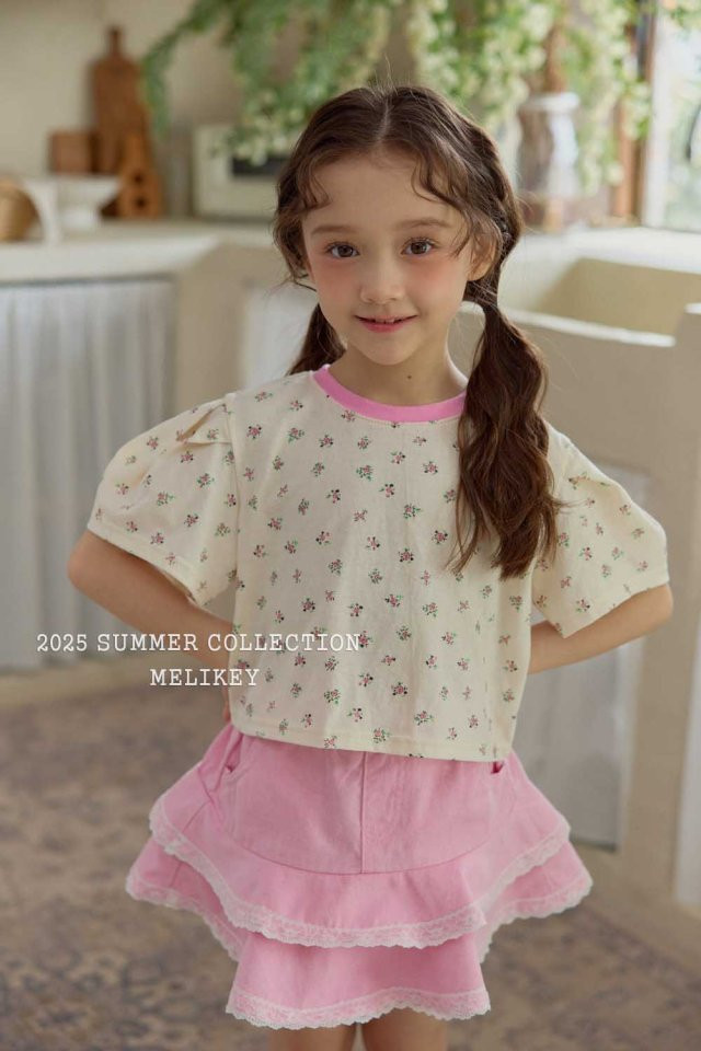 Melikey - Korean Children Fashion - #fashionkids - Flower Raglan Puff Tee - 6